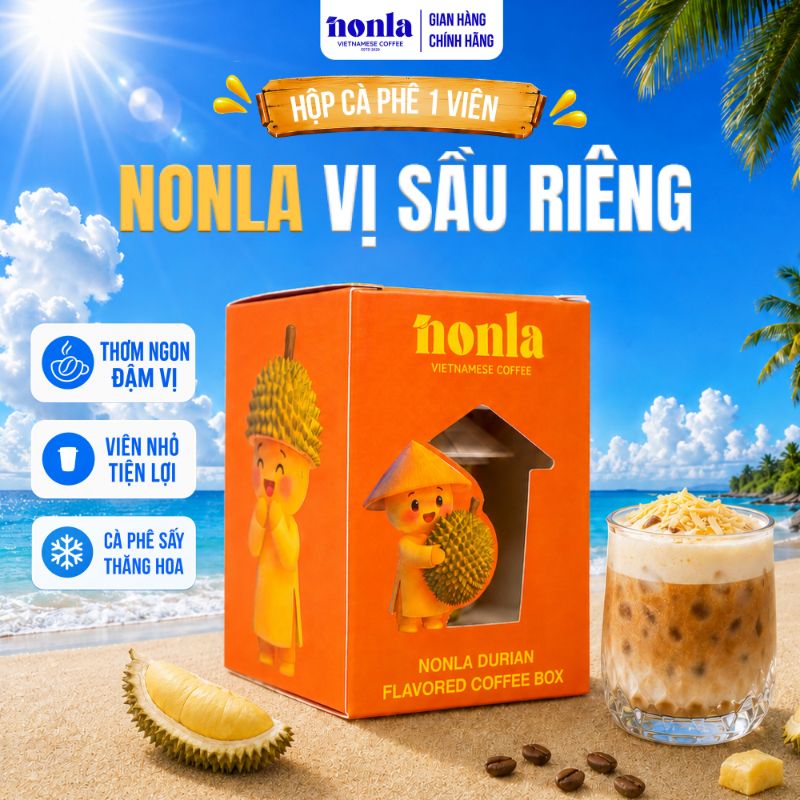 Hộp 1 Viên Cà Phê Sấy Thăng Hoa Vị Sầu Riêng NONLA COFFEE