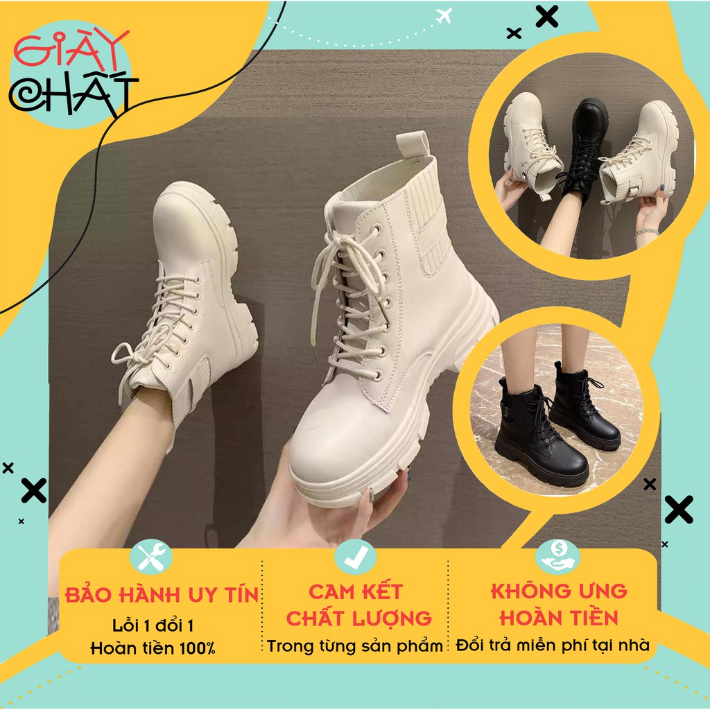 Giày bốt nữ cổ chun bốt nữ cao cổ khoá cài có cổ chun cao cấp
