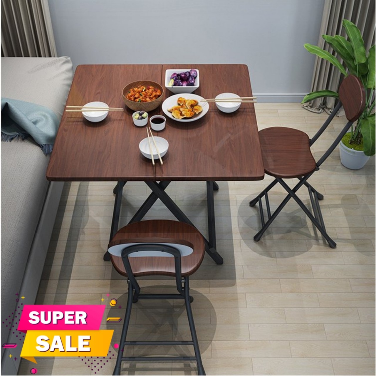 Bàn ăn, bàn cafe gấp gọn 120x60cm đa năng - bàn ăn gấp gọn thông minh tiện lợi, bàn ăn, bàn cafe gấp gọn cao cấp