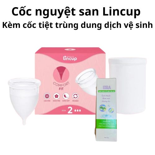 Cốc nguyệt san Lincup + dung dịch vệ sinh+ cốc tiệt trùng