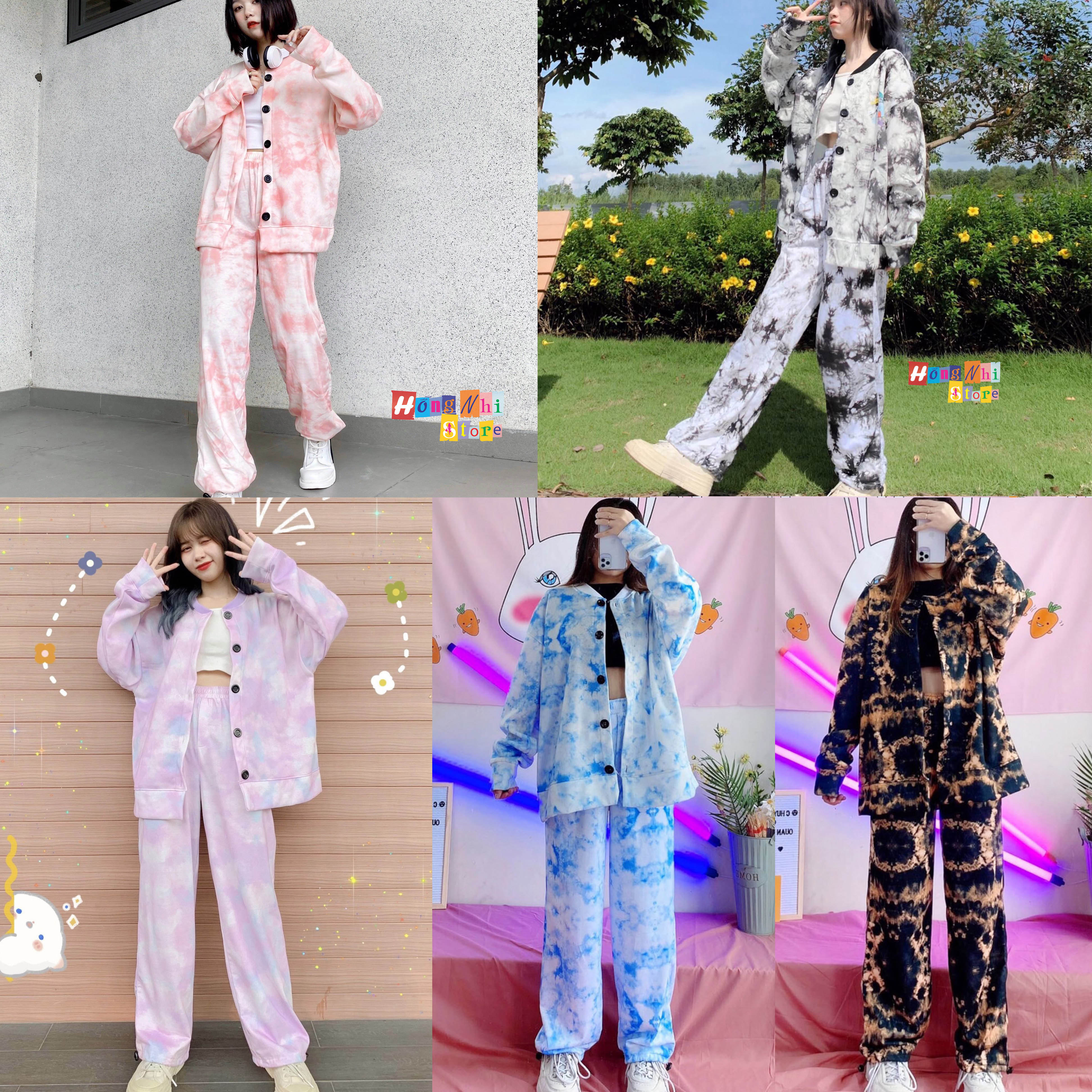 Set Bộ Áo Khoác Cardigan Loang Màu Phối Quần Jogger 3D Dây Rút Cao Cấp Oversize Ulzzang Unisex - MM