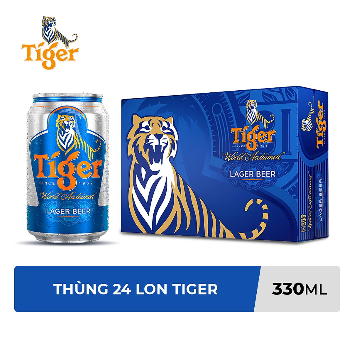 Thùng 24 lon bia Tiger 330ml/lon