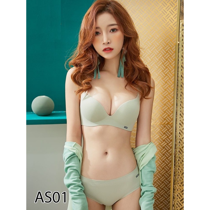 Bộ đồ lót nữ su đúc - áo lót nữ không gọng siêu nâng đẩy thoáng mát tạo khe - bộ sđ