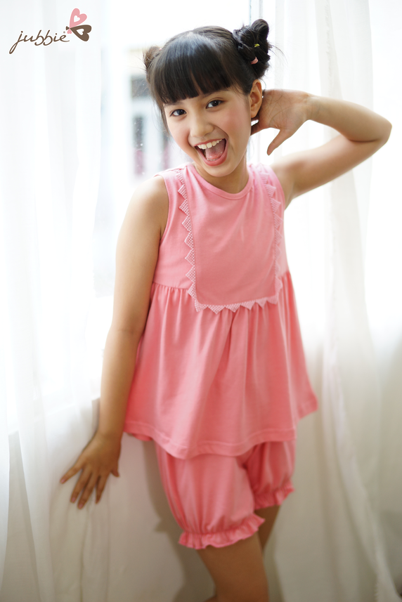 Jubbie bộ short bé gái mặc nhà thun cotton 81001