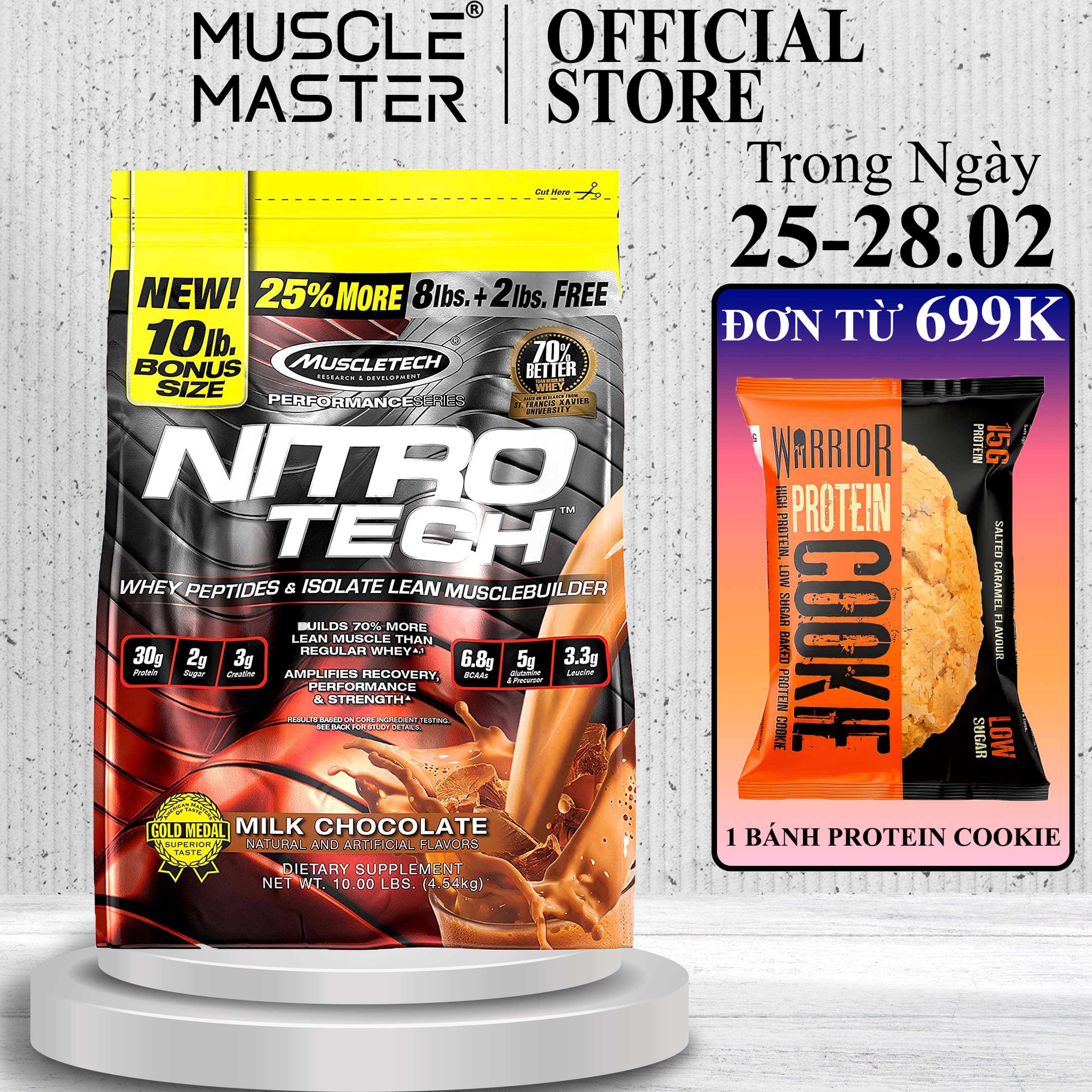 Sữa Tăng Cơ Whey + Creatine Muscletech Nitrotech Whey Protein 10lbs