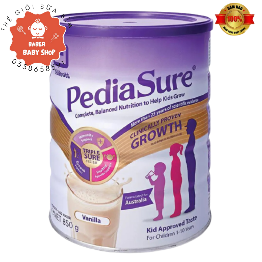 Sữa pediasure úc nắp tím 850g tăng đề kháng tăng cân tăng chiều cao