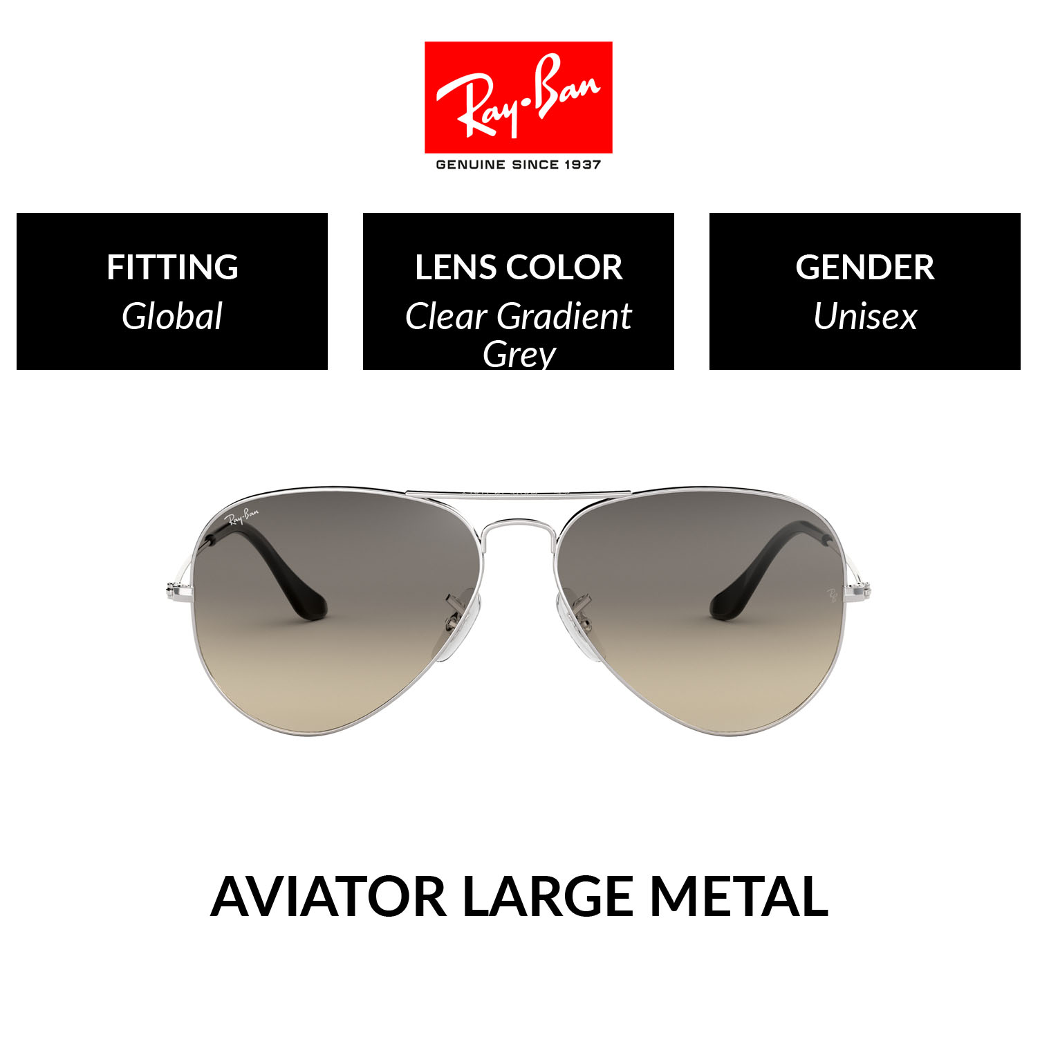 Mắt kính ray-ban aviator large metal - rb3025 003/32 - kính mát size 58