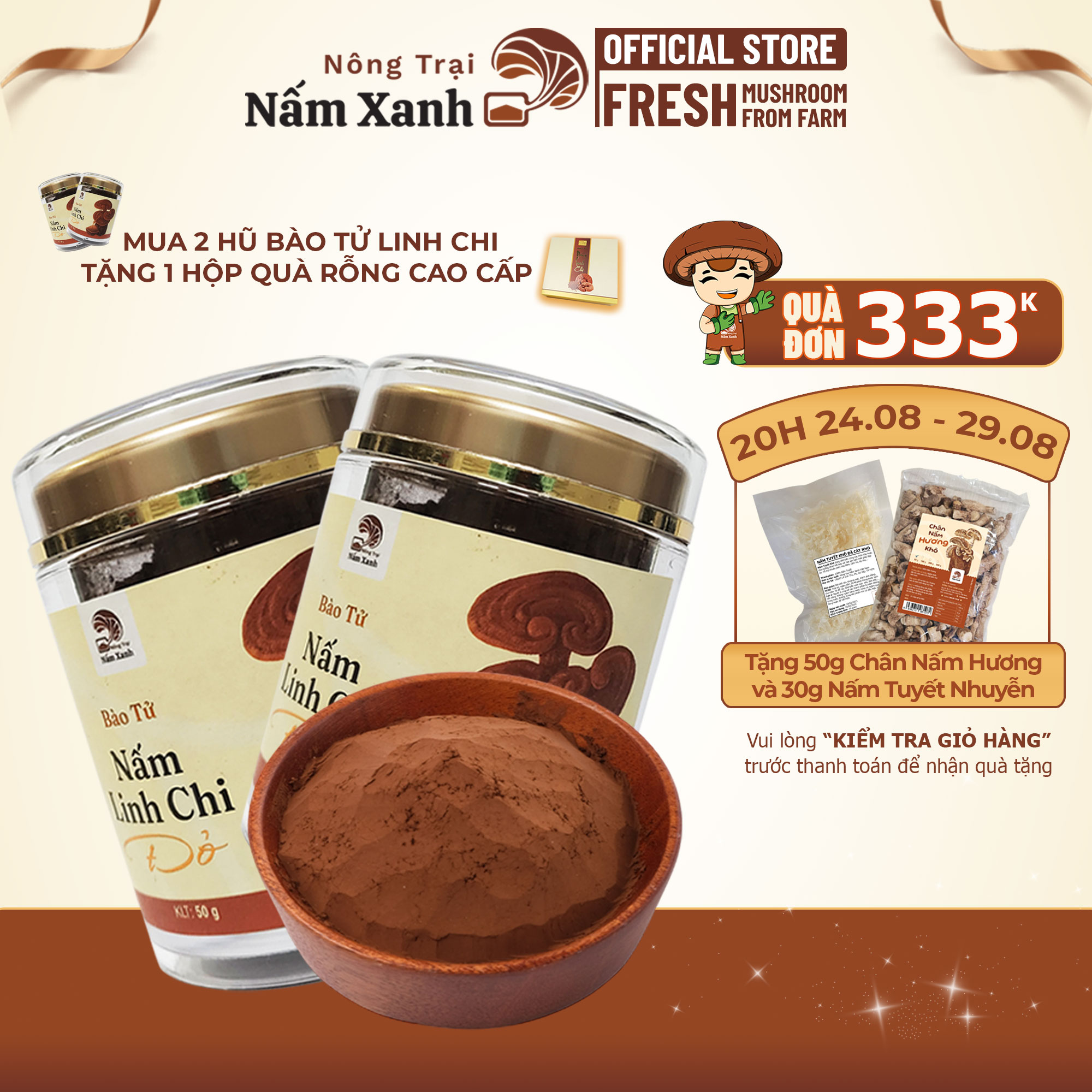 Bào tử nấm linh chi đỏ giúp bảo vệ sức khỏe toàn diện cho gia đình - nông trại nấm xanh