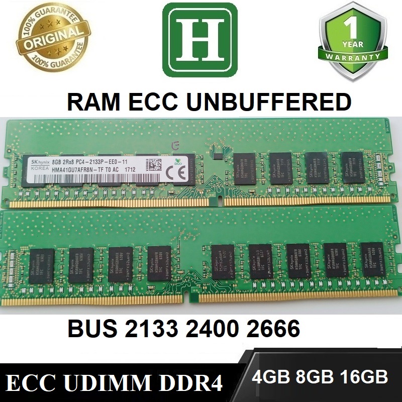 Ram ecc unbuffered 4gb, 8gb ddr4 bus 2133, 2400 hàng chính hãng bảo hành 12 tháng