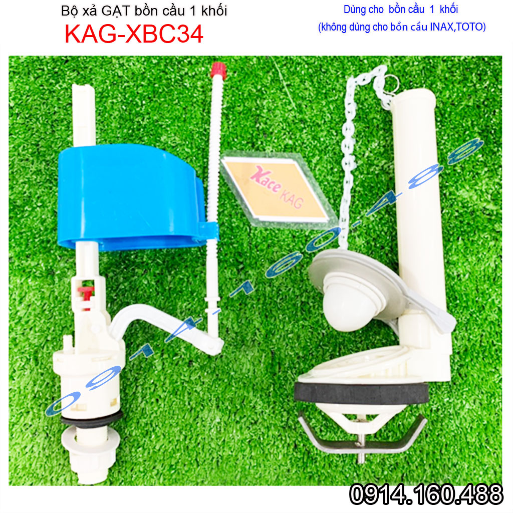 Bộ xả cầu 1 khối tay gạt KAG-XBC34 cho cầu Caesar American, Ruột thùng nước xí bệt liền khối xả trung D80mm gạt êm sử dụng tốt