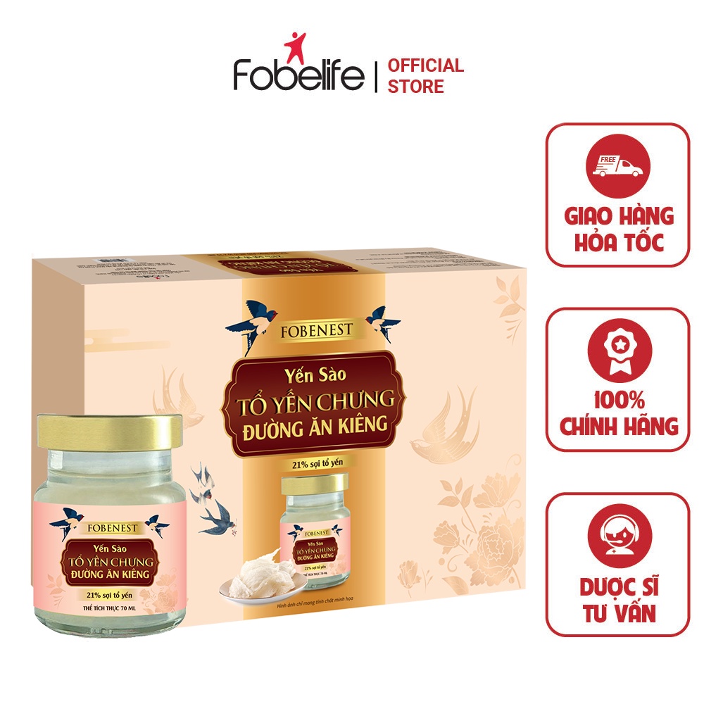 Hộp yến sào đường kiêng fobe dành cho người ăn kiêng, có thể dùng cho người tiểu đường - lọ 70ml
