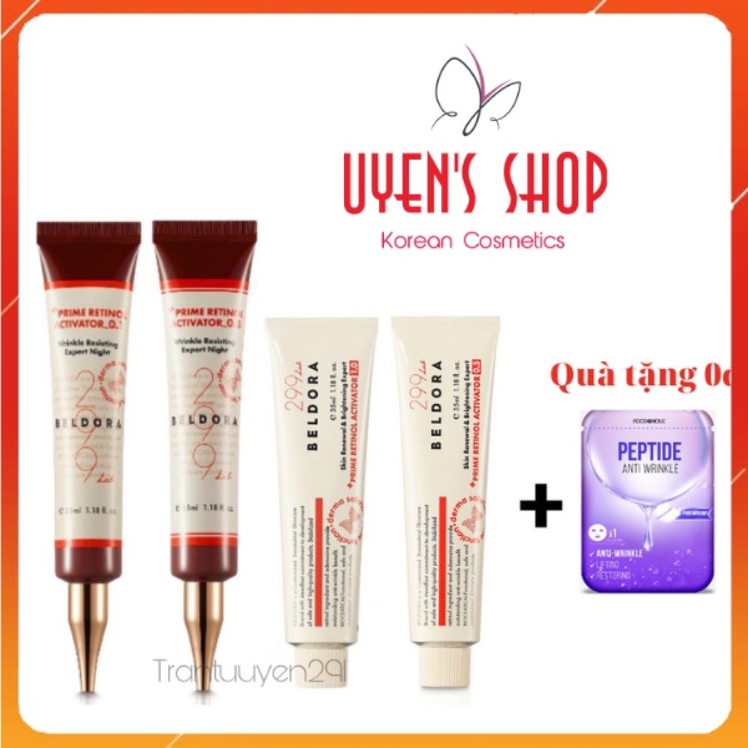 (Tặng kèm mask) Kem Dưỡng ngăn ngừa lão hóa, giảm nếp nhăn, giảm mụn Beldora 299 Prime Retinol Activ