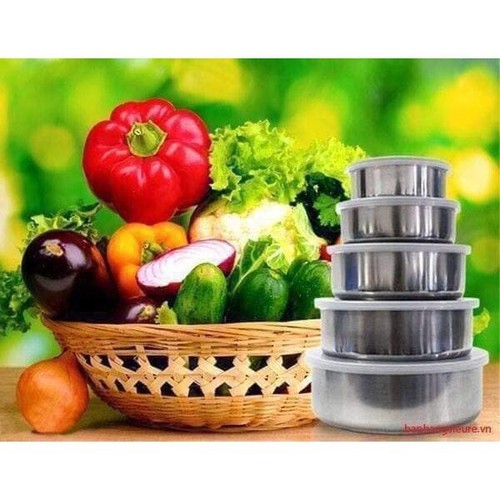 Bộ 5 bát lạnh có nắp đậy inox - 99887