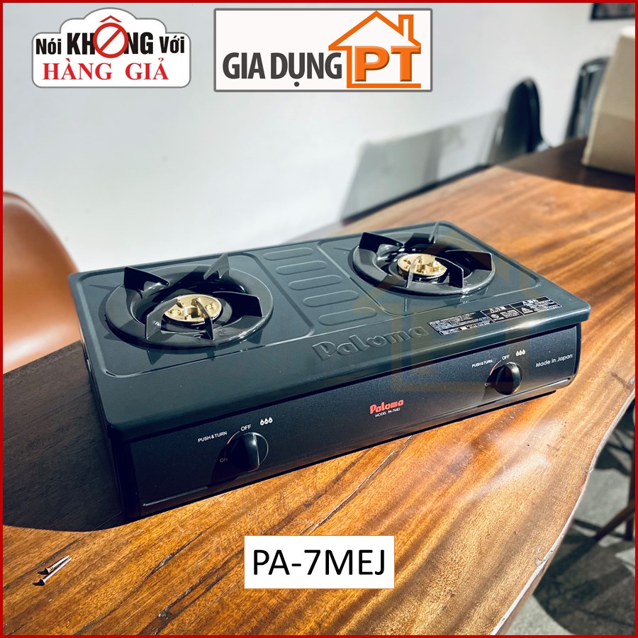 Bếp gas dương để bàn Paloma PA-7MEJ, sản xuất và nhập khẩu nguyên chiếc từ Nhật Bản, mặt bếp tráng men, đầu đốt ECO
