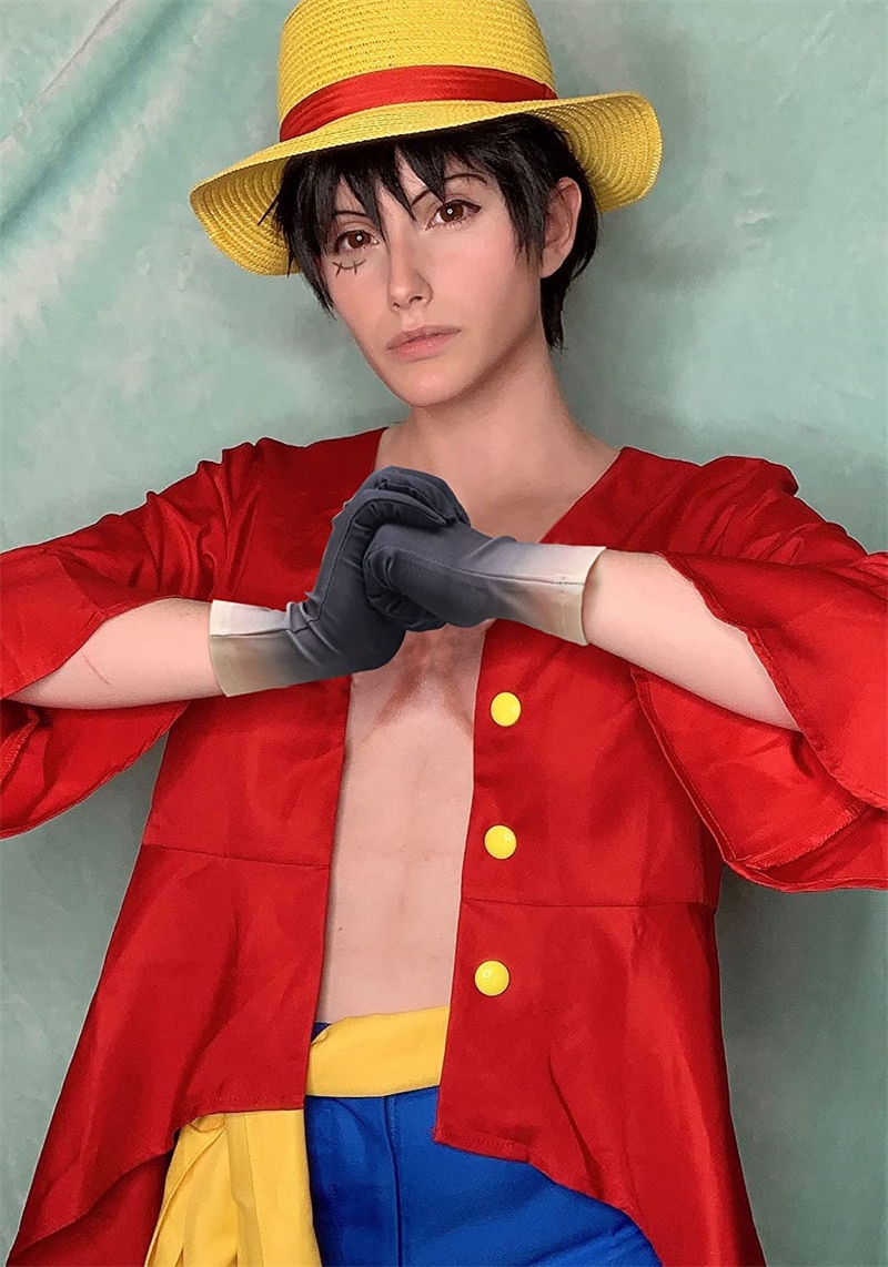 DAZCOS Luffy Cosplay Wano Country Anime Costume Outfit Shirt Pants with  Sash Nika Form Outfit Monkey D Luffy Cosplay Wigs Gloves
