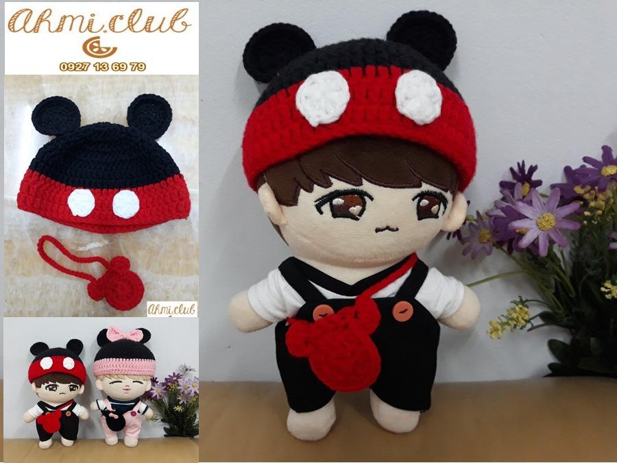 Outfit doll 20 kpop SET mũ Mickey và túi đeo chéo