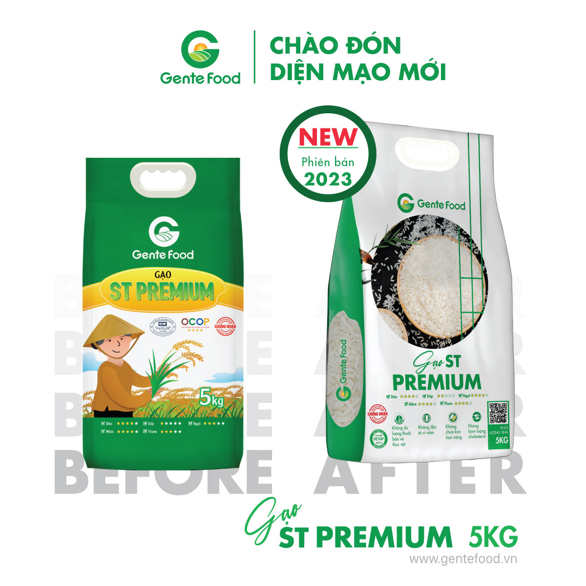 Gạo st premium gente food 5kg - cơm thơm, dai, mềm dẻo, vị ngọt
