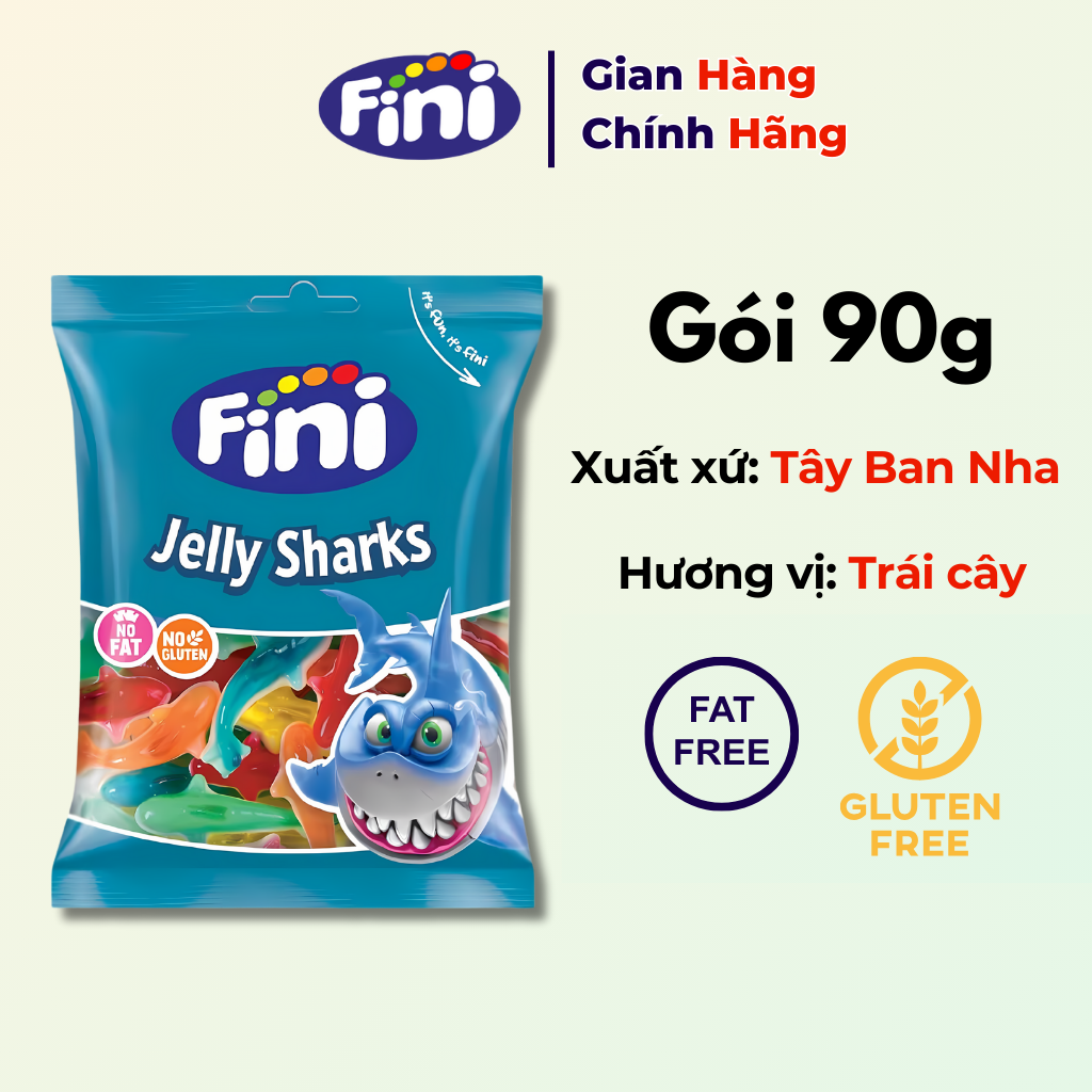 Kẹo dẻo Fini Jelly Sharks Cá Mập 90g