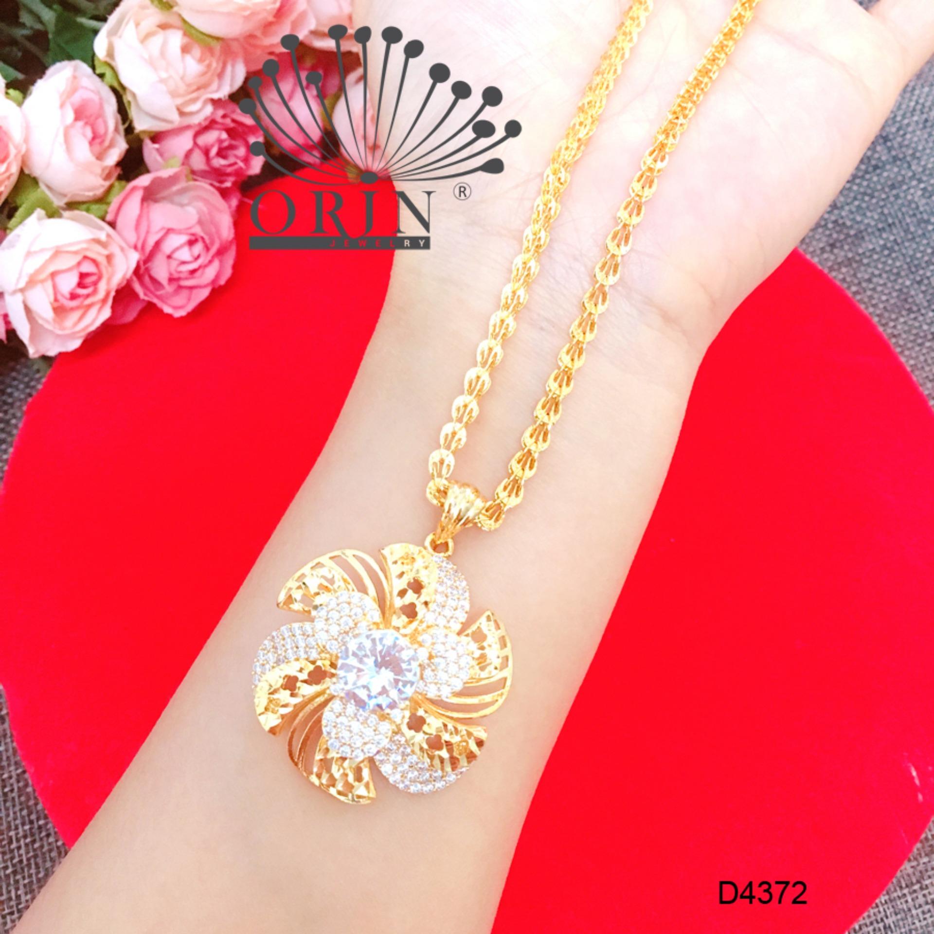 Dây chuyền nữ dây phụng mặt hoa xoáy đá giữa lớn đính đá thiết kế sang trọng Orin D4372