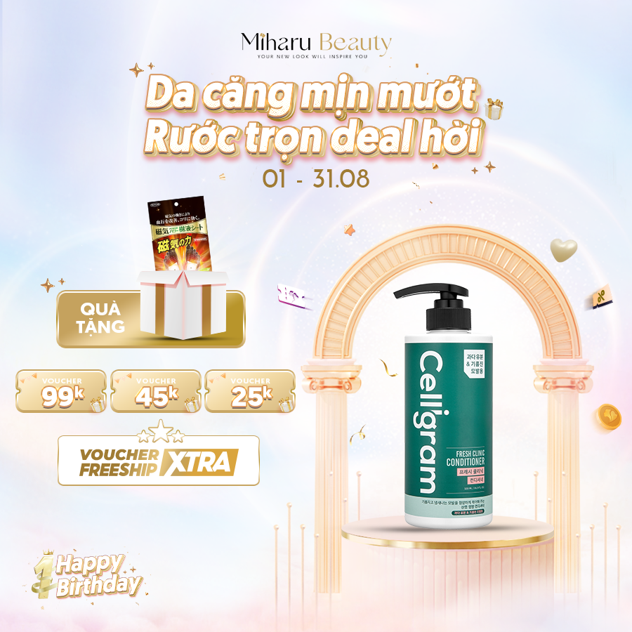 Dầu xả sạch dầu mát lạnh dành cho tóc dầu bết dính - Celligram Fresh Clinic Conditioner 500ml