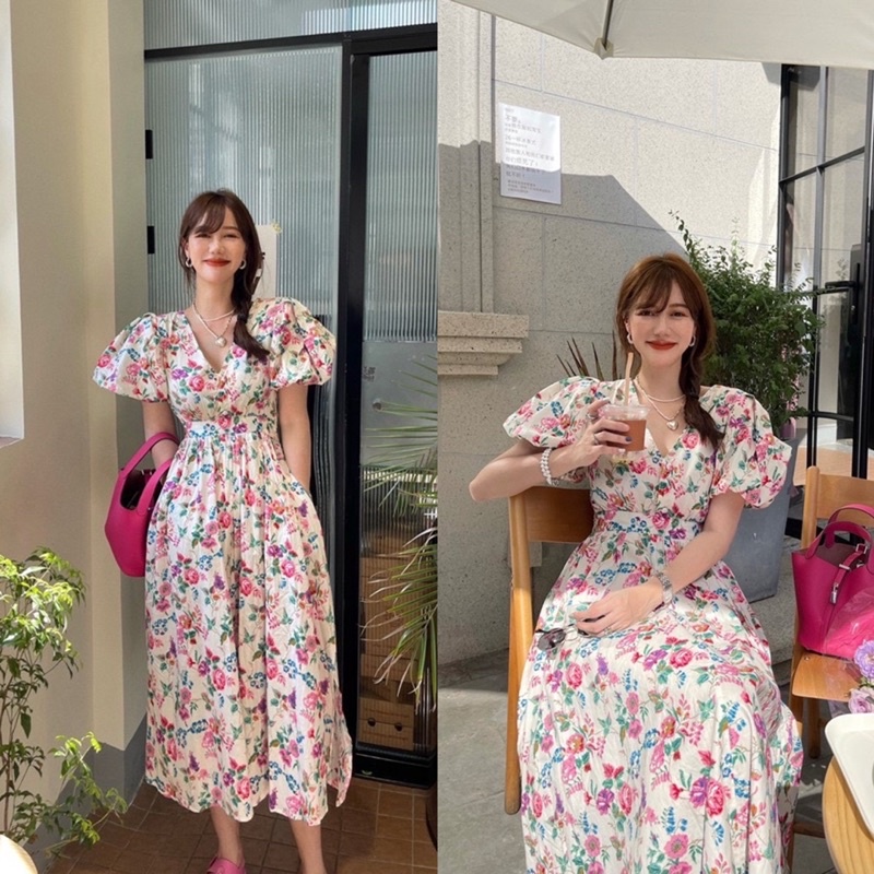 Váy Maxi Hoa Thô Đũi Tay 2 Lớp Siêu Xinh Có Ảnh Thật Kèm Video