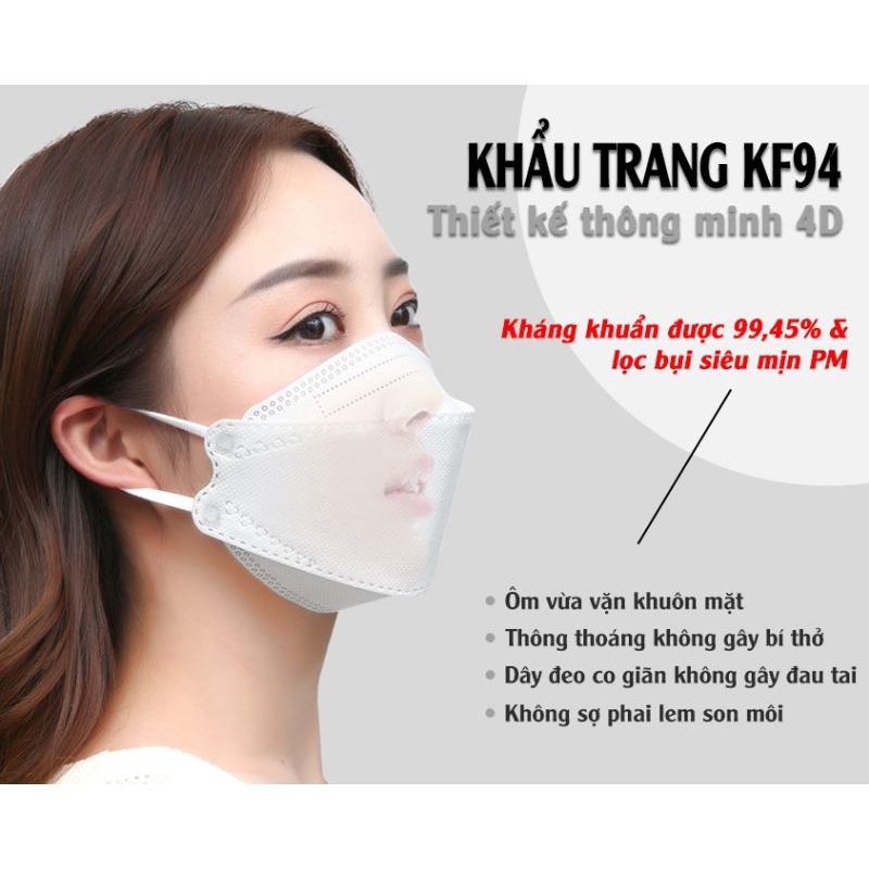 Combo 10 khẩu trang 4d Mask, khẩu trang 4d hàn quốc, khẩu trang 4d trắng siêu dày dặn- 1 gói gồm 10 cái