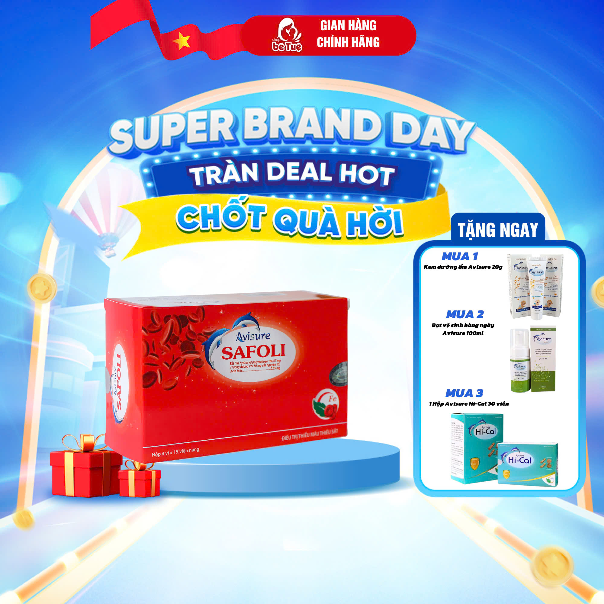 Avisure Safoli - Hộp 30/60 viên sắt hữu cơ dành cho phụ nữ mang thai