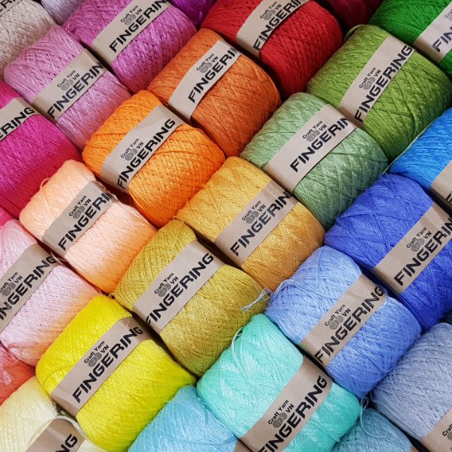 Sợi fingering 100gr - Sợi cotton nhật bóng đan móc áo váy mùa hè mềm mát