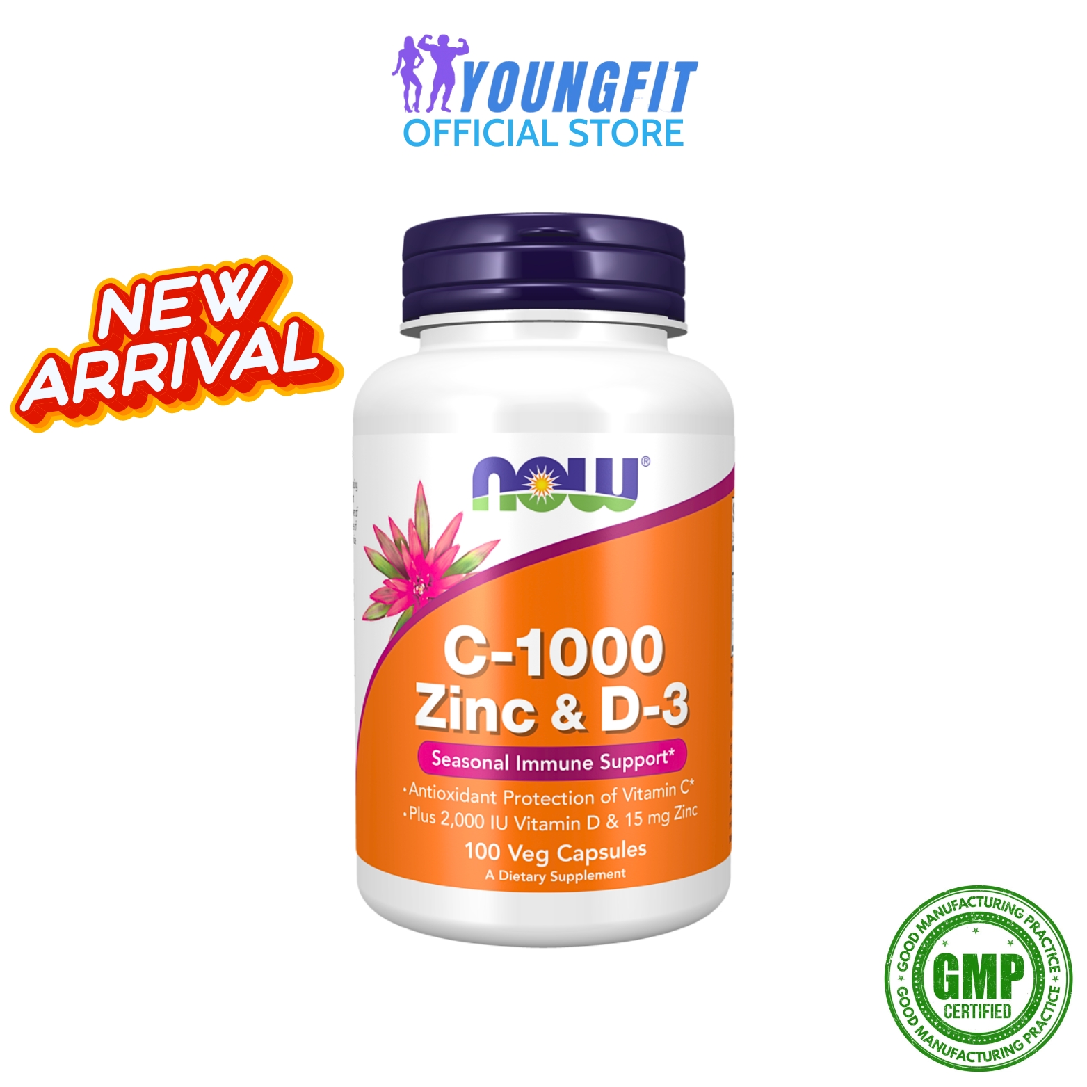 NOW Foods C-1000 Zinc & D-3 100 Veg Capsules