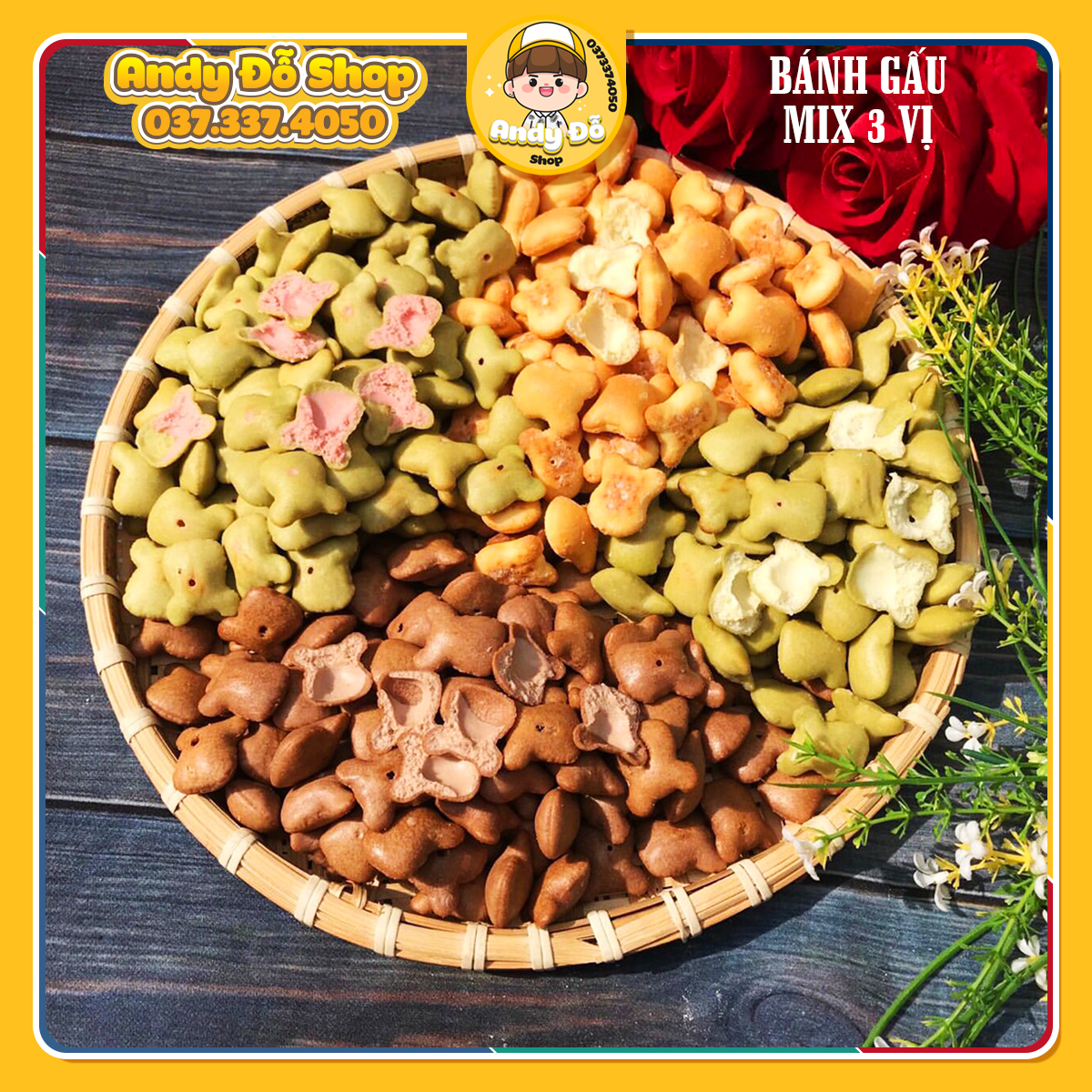 Bánh gấu mix 3 vị hủ pet bánh gấu truyền thống.