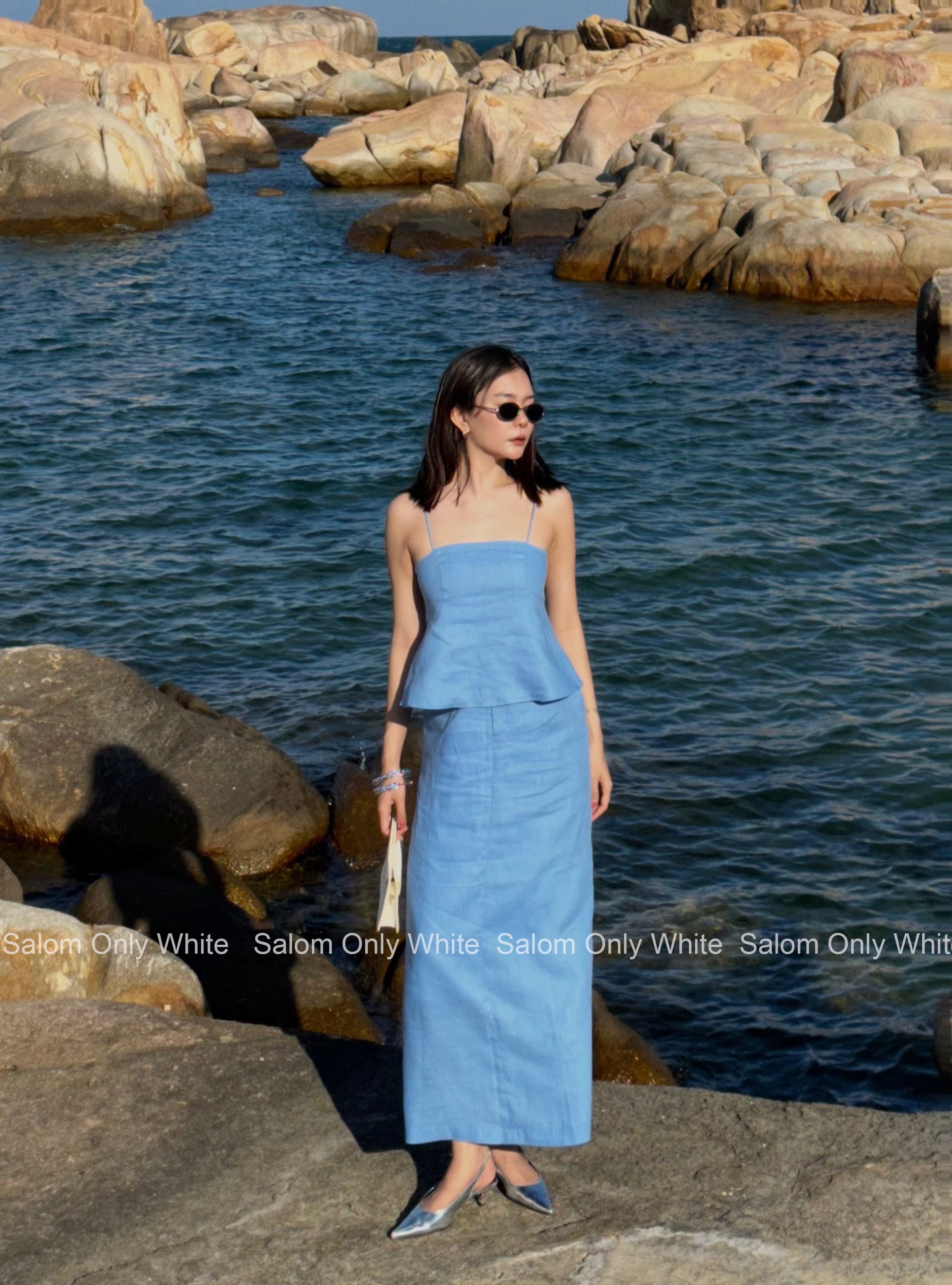 𝐉𝐚𝐝𝐞 𝐒𝐤𝐢𝐫𝐭 - Chân váy chữ A dáng dài Linen Tưng Premium sang trọng và thanh lịch SALOM
