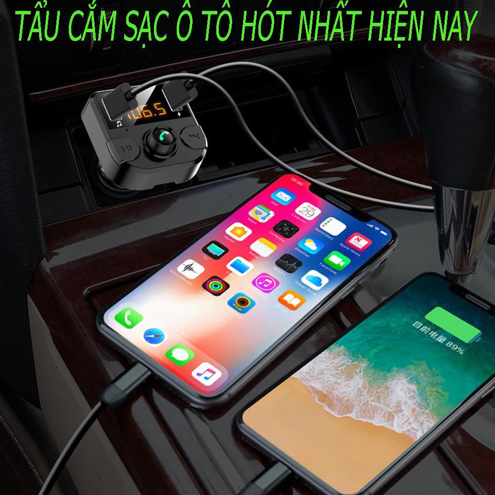 Bộ Sạc Xe Hơi, Đầu Sạc Điện Thoại Trên Ô Tô, Bộ chia tẩu sạc xe hơi cao cấp, Tẩu Sạc Ô Tô Thông Minh Đa Năng Kết Nối Bluetooth, Nghe Nhạc, FM, Sạc Pin,Sang Trọng Nhỏ Gọn.XẢ KHO TRI ÂN KHÁCH HÀNG Đợt Cuối Năm - Số lượng có hạn- MUA NGAY.