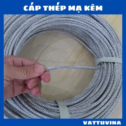 Cáp thép mạ kẽm 2mm, 3mm, 4mm, 5mm, 6mm, 8mm cáp lụa - vattuvina