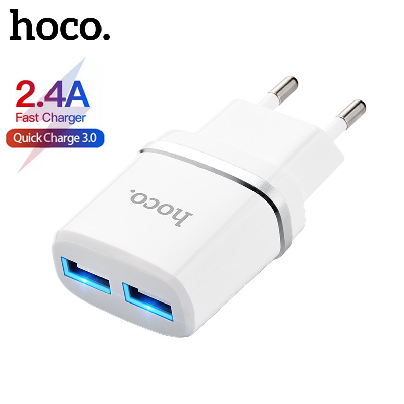 Sạc Nhanh HOCO C12, Bộ Sạc Du Lịch USB Cho Xiaomi Redmi Samsung iPhone 5V2.4A Bộ Sạc Tường Đa Năng-EU Cắm
