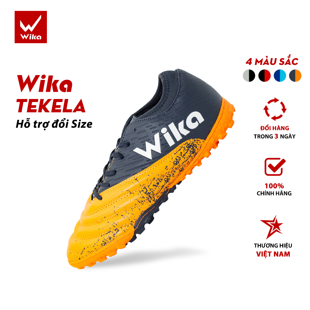 Giầy bóng đá phủi Wika Tekela đế TF kèm hộp ( giầy đá bóng đá banh WIKA sân cỏ nhân tạo ) - Đã khâu toàn bộ đế