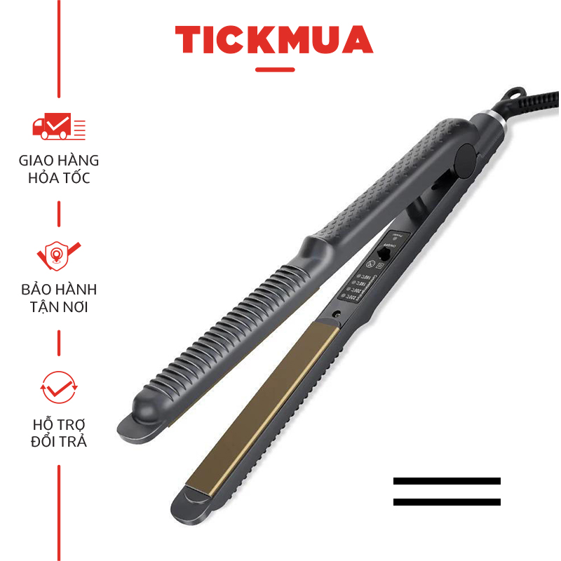 Máy ép tóc duỗi tóc thẳng đa năng chỉnh nhiệt giá rẻ TICKMUA TM050 vừa duỗi vừa uốn được, tay cầm chống trơn trượt phù hợp sử dụng cá nhân, du lịch, bảo hành 3 tháng