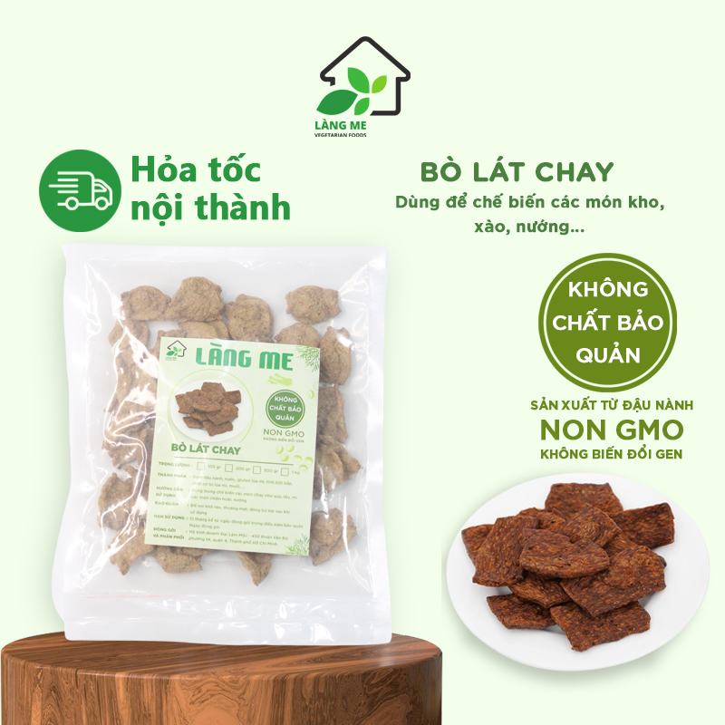 Bò Lát Chay , thịt bò chay Khô Ngon Loại 1 Làng Me , chế biến món chay ngon ( gói 500 gr ) , Hàng công ty không chất bảo quản , không biến đổi Gen