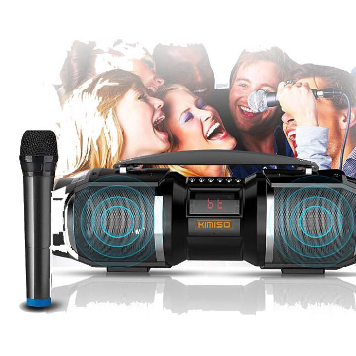 [HCM][Tặng Kèm 1 Micro Không Dây ] Loa Nghe Nhạc Chuyên Dụng Loa Bluetooth Karaoke Xách Tay Di Động KIMISO T1S Siêu Rẻ Thiết Kế Cao Cấp Âm Thanh Hoàn Hảo Với Âm Bass Sống Động Hỗ Trợ USB/TF/AUX/FM. Bh 12 Th