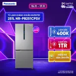 Tủ Lạnh Kháng Khuẩn Panasonic Inventer 251L NR-PB251CPSV - Cấp Đông Mềm - Siêu Tiết Kiệm - Ngăn Đá Dưới
