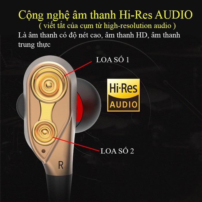 Tai nghe Loa Kép Hi-Res AUDIO cho điện thoại ASUS HUAWEI - Tiếng Bass Sâu