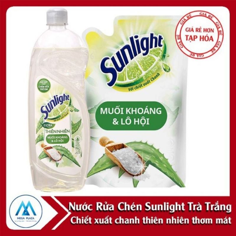 Nước rửa chén bát Sunlight 400ml rửa bát thiên nhiên, chanh