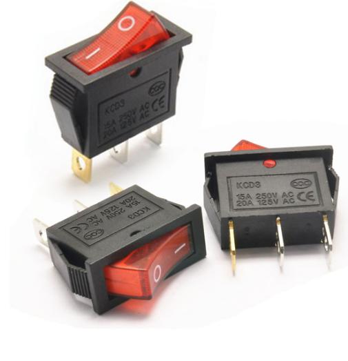 Bộ 3 công tắc bập bênh kcd3-101 16a/250v