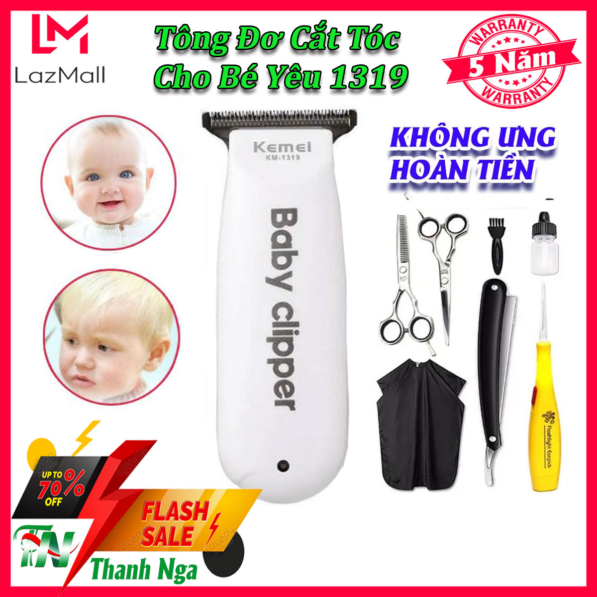 Máy cắt tóc cao cấp kemei 1319 Tăng đơ hớt tóc trẻ em loại tốt Tông đơ cắt tóc cho trẻ em an toàn chính hãng