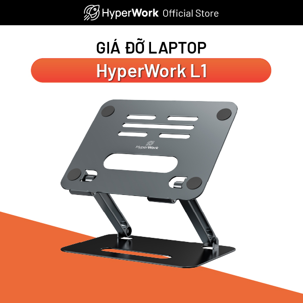 Giá đỡ laptop khung nhôm hyperwork l1 cao cấp - phù hợp cho laptop từ 11 - 17,3 inch