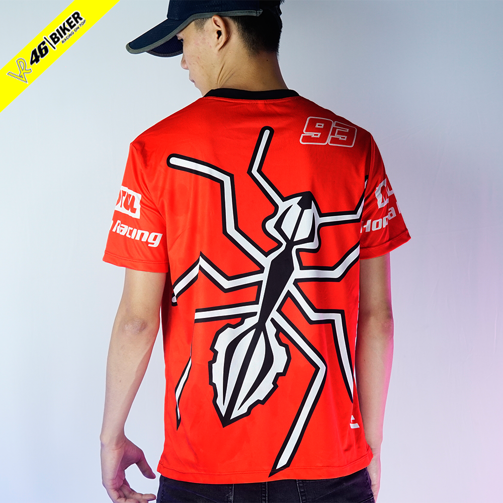 [ÁO TEM XE] Áo Thun XE MÁY Đỏ Nhện - Bảo Hành Bung Tróc Vĩnh Viễn