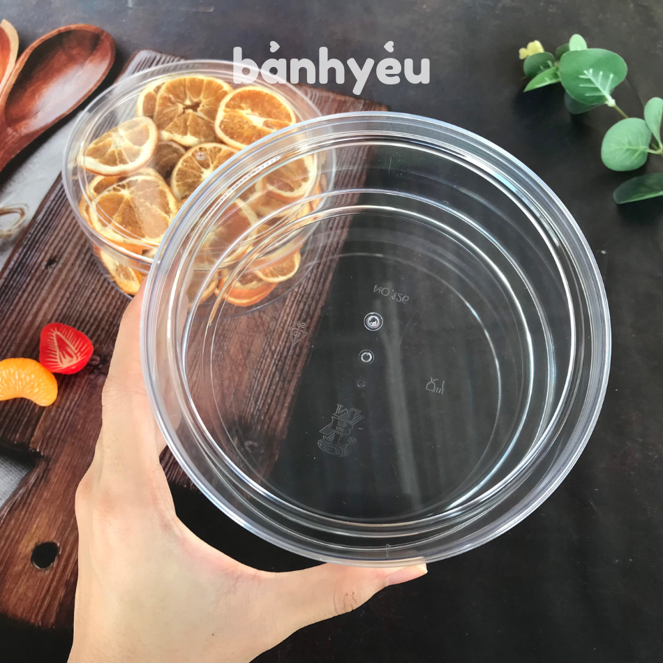 Hộp Mica Tròn đựng bánh mứt hạt điều yến sào có nắp đậy đủ size-BB184