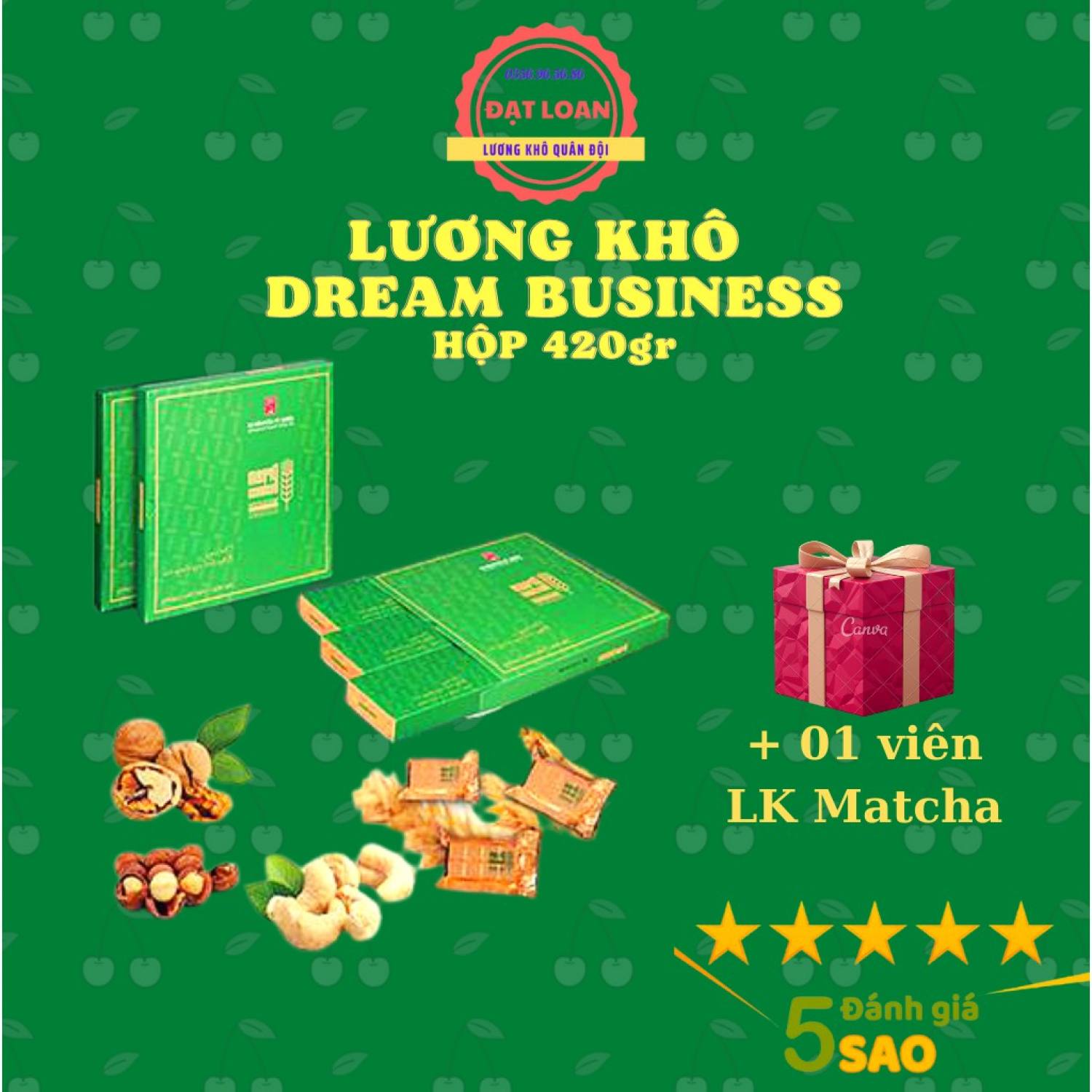 Lương khô, lương khô Dream Business cao cấp (1 hộp = 6 gói) tặng 01 viên Matcha trà xanh