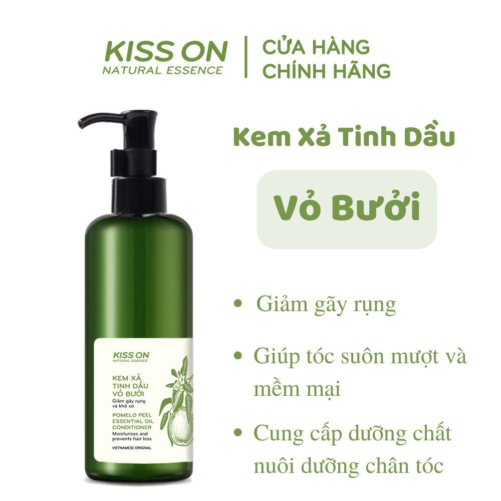 Kem xả tinh dầu vỏ bưởi KISSON 300ml kích thích mọc giúp giảm gãy rụng, giảm khô xơ, phục hồi hư tổn giúp tóc suôn mượt và mềm mại