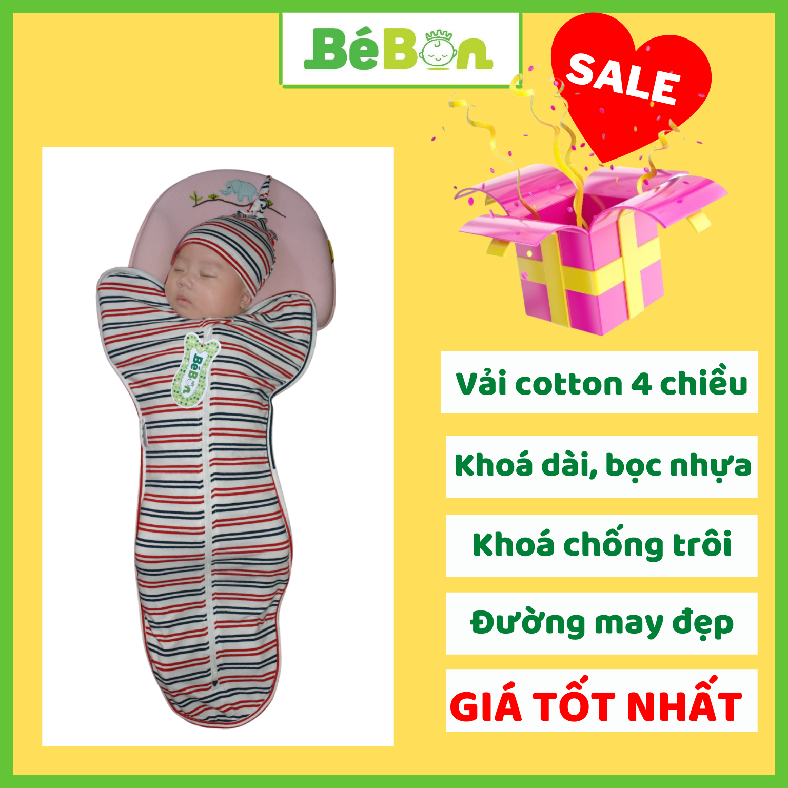 NHỘNG CHŨN BÉ BON – NHỘNG NGỦ Bé Bon – TÚI NGỦ Bé bon - Ủ kén Bé Bon [GIÚP BÉ NGỦ NGON SÂU GIẤC] giá rẻ hơn quấn chũn cocoon, nhộng chũn kookoo, nhộng chũn noonon. Mã NC02
