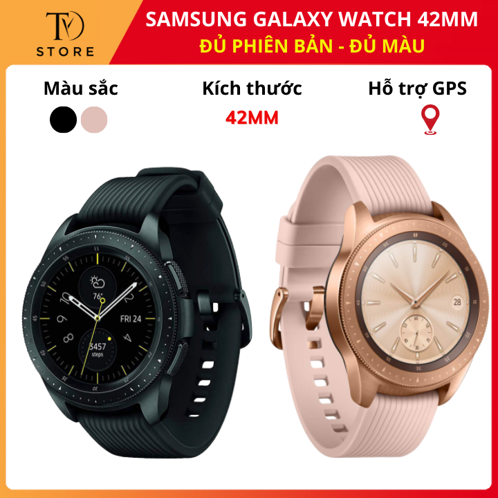 Đồng hồ thông minh Samsung Galaxy Watch 42mm, hai màu đen/ vàng hồng, phiên bản GPS / LTE, hình thức từ 97% tới mới 99%